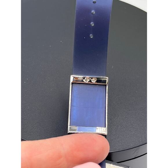 Swarovski Stainless Steel Blue Crystal Rubber Jelly‎ Adjustable Bracelet new - Picture 7 of 8